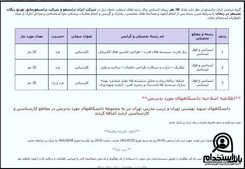 نحوه دریافت کارت ورود به جلسه آزمون استخدامی ایران ترانسفو